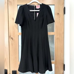 Black paneled crepe a-line dress. NWT